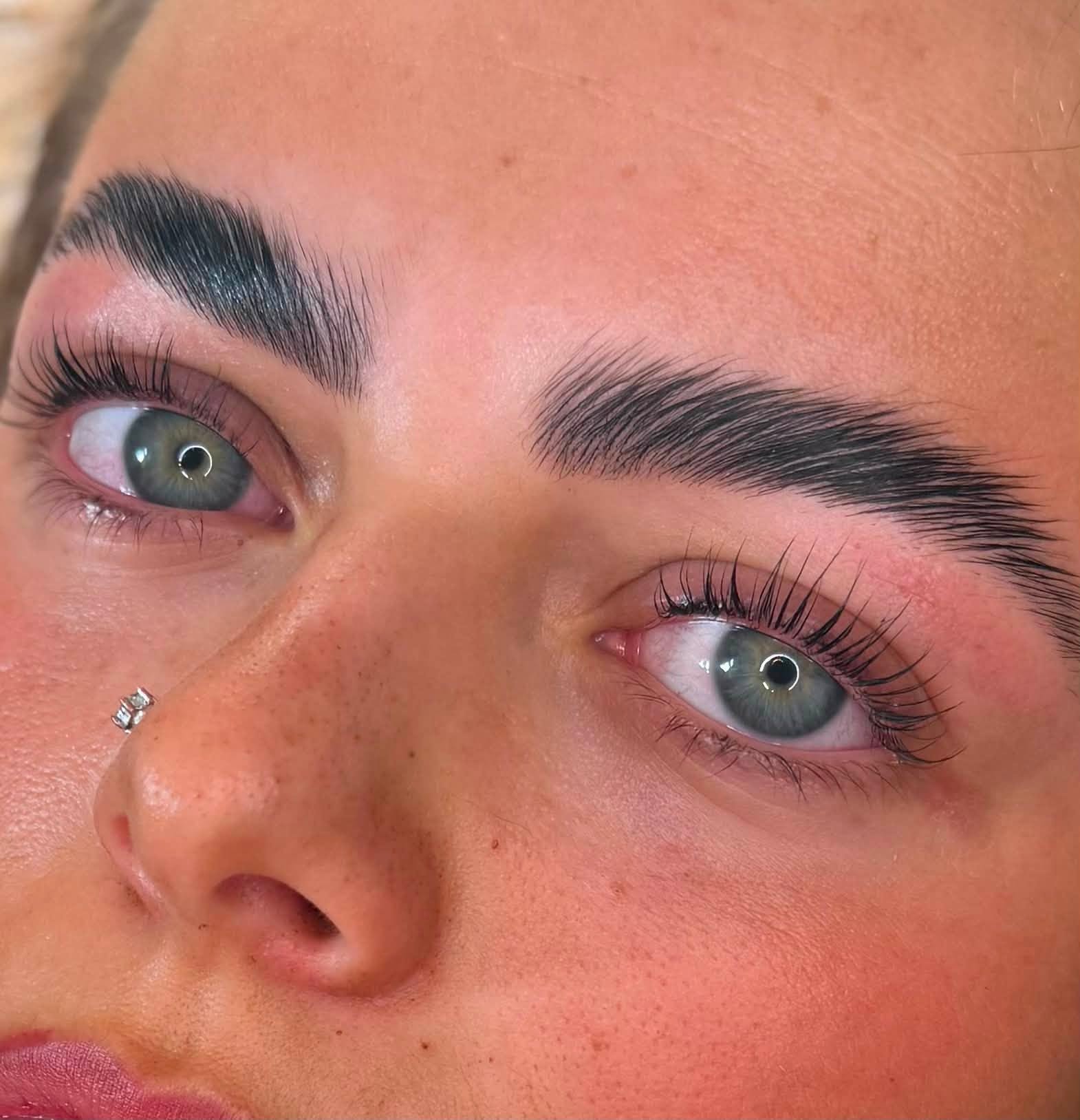 Close-up of laminated brows and a lash lift by The Browtique, Carlisle